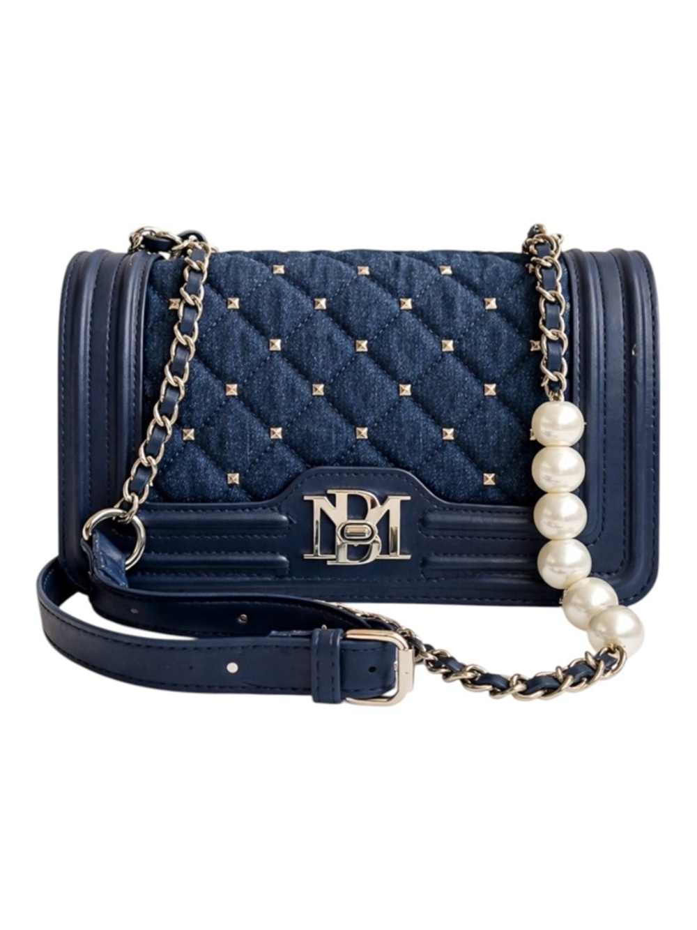 Badgley Mischka  Designer Diamond Quilted  Women's Crossbody Bag With Pearls NWT